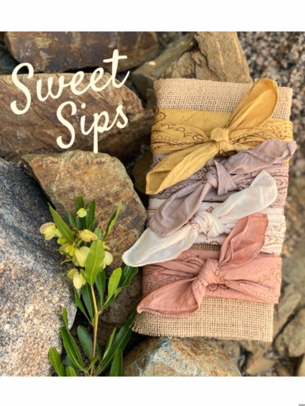 BANDANA Set Hand Dyed Sun Bleached "Sweet Sips" (Set of 4) ⭐️NWT (LAST ONE)